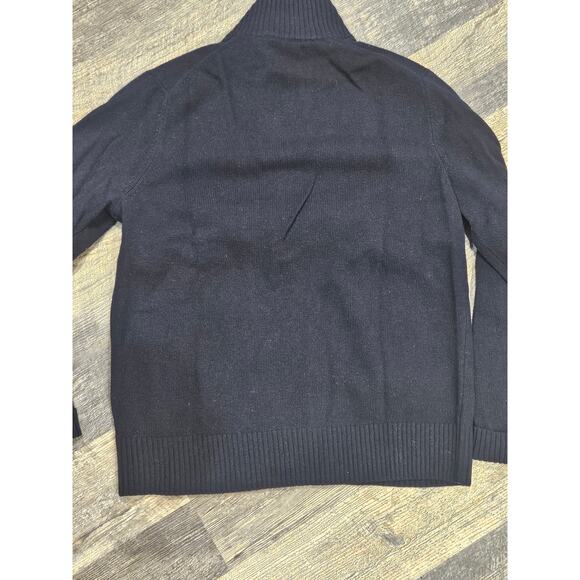 Banana republic Merino wool quarter zip pullover Mens sweater large blue stripe - Picture 7 of 7